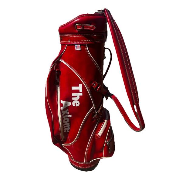 Vintage The Axiom Golf Bag Red Leather Palmer ProGroup Hot-Z USA Made Rare - Picture 7 of 9